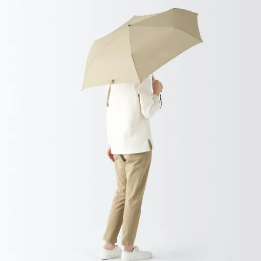 New All-Weather Foldable Umbrella Beige Umbrellas