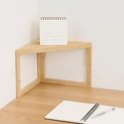 Clearance Bamboo Corner Rack 1 Tier Bamboo Storage Shelves & Racks