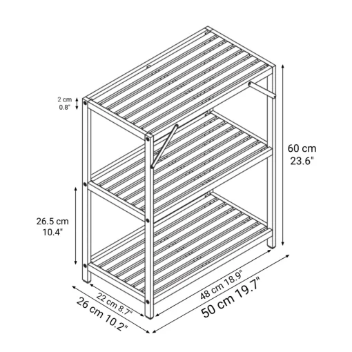 Fashion Bamboo Multi-Purpose Rack 3 Tiers Bamboo Storage Shelves & Racks