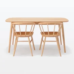 Discount Beech Wood Table with Round Legs - W 59.1