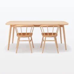 Sale [HD] Beech Wood Table with Round Legs - W 70.9