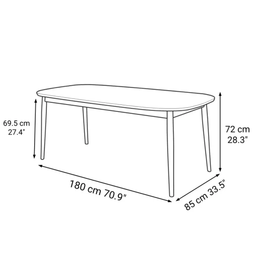 Sale [HD] Beech Wood Table with Round Legs - W 70.9" Dining Tables