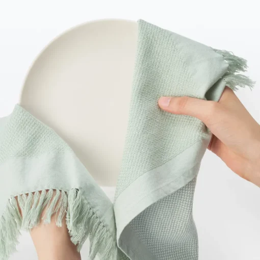 New Indian Cotton Multipurpose Cloth with Fringes - Light Green Kitchen Utensils