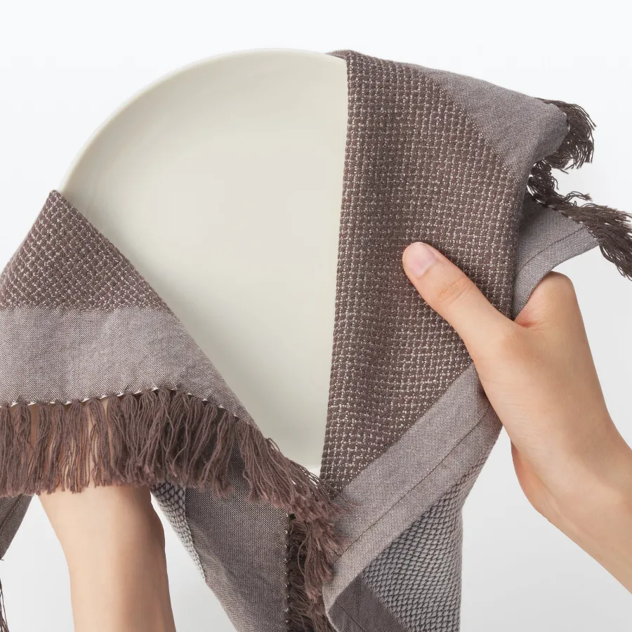 Outlet Indian Cotton Multipurpose Cloth with Fringes - Brown Kitchen Utensils