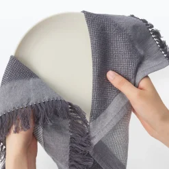 Hot Indian Cotton Multipurpose Cloth with Fringes - Charcoal Gray Kitchen Utensils