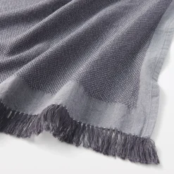 Hot Indian Cotton Multipurpose Cloth with Fringes - Charcoal Gray Kitchen Utensils
