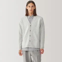 Online Labo Men's Milled Wool V Neck Cardigan Sweaters & Cardigans