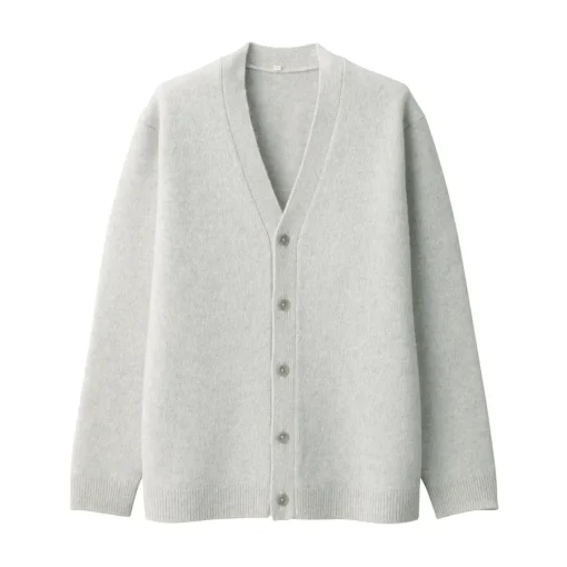 Online Labo Men's Milled Wool V Neck Cardigan Sweaters & Cardigans