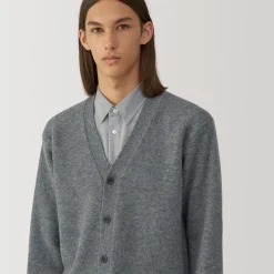 Online Labo Men's Milled Wool V Neck Cardigan Sweaters & Cardigans
