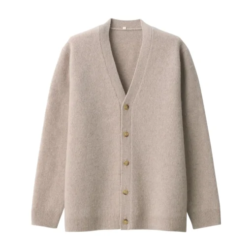Online Labo Men's Milled Wool V Neck Cardigan Sweaters & Cardigans