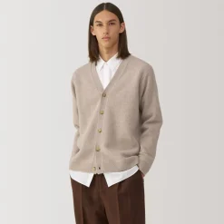 Online Labo Men's Milled Wool V Neck Cardigan Sweaters & Cardigans