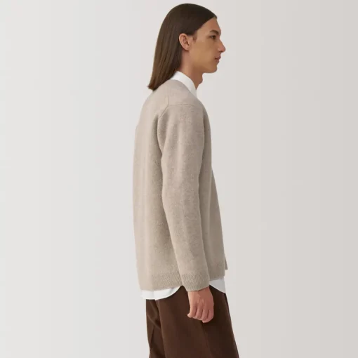 Online Labo Men's Milled Wool V Neck Cardigan Sweaters & Cardigans