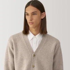 Online Labo Men's Milled Wool V Neck Cardigan Sweaters & Cardigans