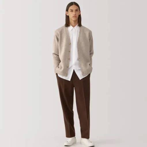 Online Labo Men's Milled Wool V Neck Cardigan Sweaters & Cardigans