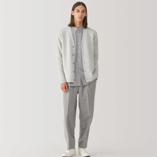 Online Labo Men's Milled Wool V Neck Cardigan Sweaters & Cardigans