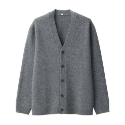 Online Labo Men's Milled Wool V Neck Cardigan Sweaters & Cardigans