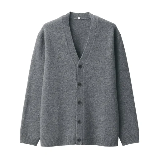 Online Labo Men's Milled Wool V Neck Cardigan Sweaters & Cardigans