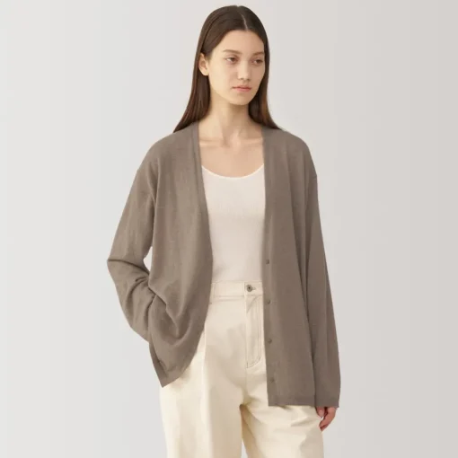 Sale Labo Women's Natural Cashmere V Neck Cardigan Women Sweaters & Cardigans