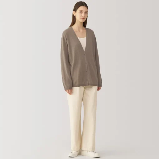Sale Labo Women's Natural Cashmere V Neck Cardigan Women Sweaters & Cardigans