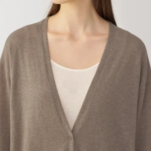 Sale Labo Women's Natural Cashmere V Neck Cardigan Women Sweaters & Cardigans