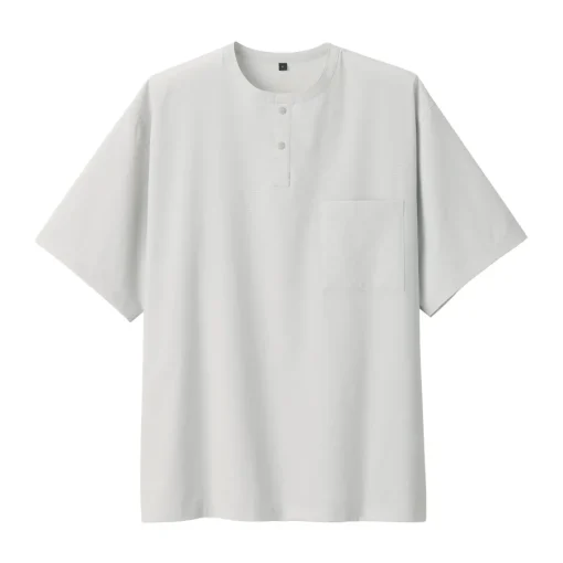Clearance Men's Breathable Henley Woven T-Shirt T-Shirts