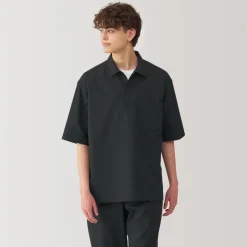Best Men's Breathable Wide Half Sleeve Woven Polo Shirt Shirts & Polos