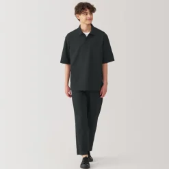 Best Men's Breathable Wide Half Sleeve Woven Polo Shirt Shirts & Polos