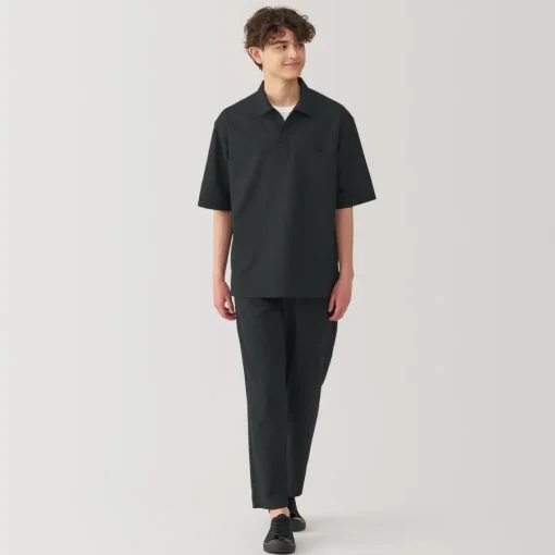 Best Men's Breathable Wide Half Sleeve Woven Polo Shirt Shirts & Polos
