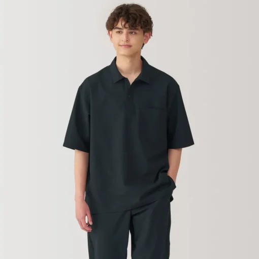 Best Men's Breathable Wide Half Sleeve Woven Polo Shirt Shirts & Polos