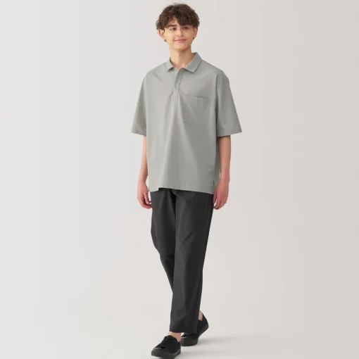 Best Men's Breathable Wide Half Sleeve Woven Polo Shirt Shirts & Polos