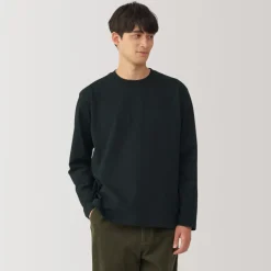 Sale Men's Brushed Crew Neck Long Sleeve T-Shirt T-Shirts
