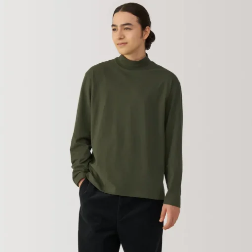 New Men's Brushed High Neck Long Sleeve T-Shirt T-Shirts