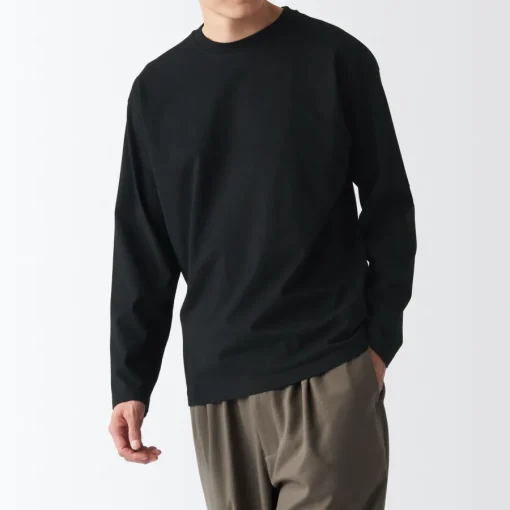 Best Men's Brushed Jersey Crew Neck Long Sleeve T-Shirt T-Shirts