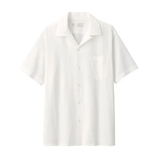 Hot Men's Dobby Open Collar Short Sleeve Shirt Shirts & Polos