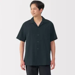 Hot Men's Dobby Open Collar Short Sleeve Shirt Shirts & Polos