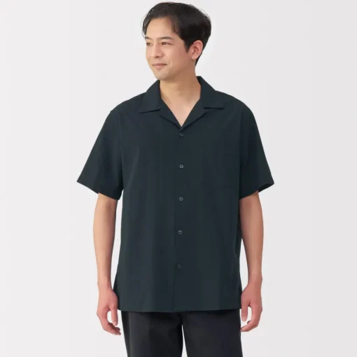 Hot Men's Dobby Open Collar Short Sleeve Shirt Shirts & Polos