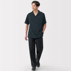 Hot Men's Dobby Open Collar Short Sleeve Shirt Shirts & Polos