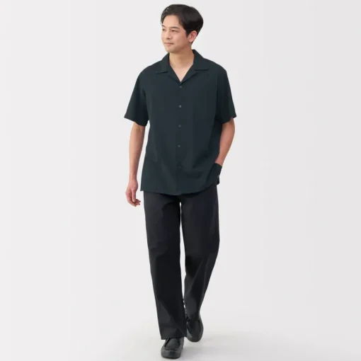 Hot Men's Dobby Open Collar Short Sleeve Shirt Shirts & Polos