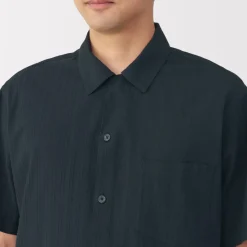 Hot Men's Dobby Open Collar Short Sleeve Shirt Shirts & Polos