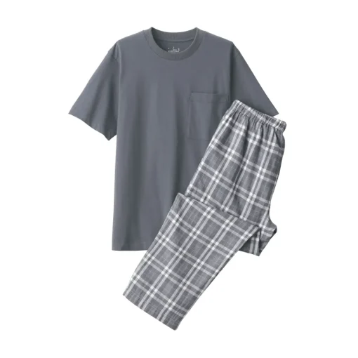 Best Men's Double Gauze Short Sleeve Loungewear Set Pajamas & Loungewear|Loungewear