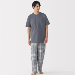Best Men's Double Gauze Short Sleeve Loungewear Set Pajamas & Loungewear|Loungewear