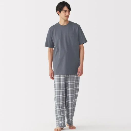 Best Men's Double Gauze Short Sleeve Loungewear Set Pajamas & Loungewear|Loungewear