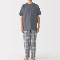 Best Men's Double Gauze Short Sleeve Loungewear Set Pajamas & Loungewear|Loungewear