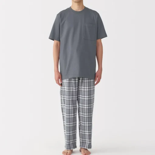 Best Men's Double Gauze Short Sleeve Loungewear Set Pajamas & Loungewear|Loungewear