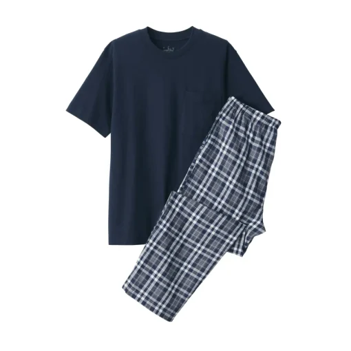 Best Men's Double Gauze Short Sleeve Loungewear Set Pajamas & Loungewear|Loungewear