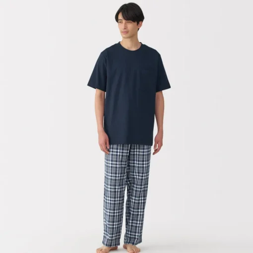 Best Men's Double Gauze Short Sleeve Loungewear Set Pajamas & Loungewear|Loungewear
