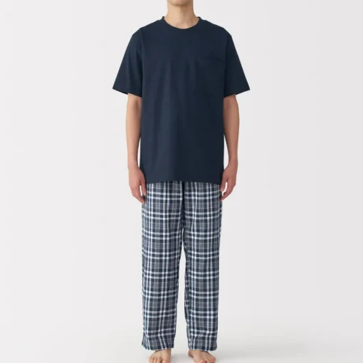 Best Men's Double Gauze Short Sleeve Loungewear Set Pajamas & Loungewear|Loungewear