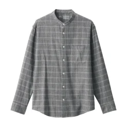 Sale Men's Flannel Stand Collar Long Sleeve Patterned Shirt Shirts & Polos