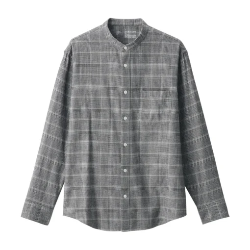 Sale Men's Flannel Stand Collar Long Sleeve Patterned Shirt Shirts & Polos