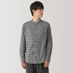 Sale Men's Flannel Stand Collar Long Sleeve Patterned Shirt Shirts & Polos